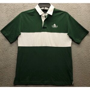 H&M Dark Green and White Striped Polo Shirt